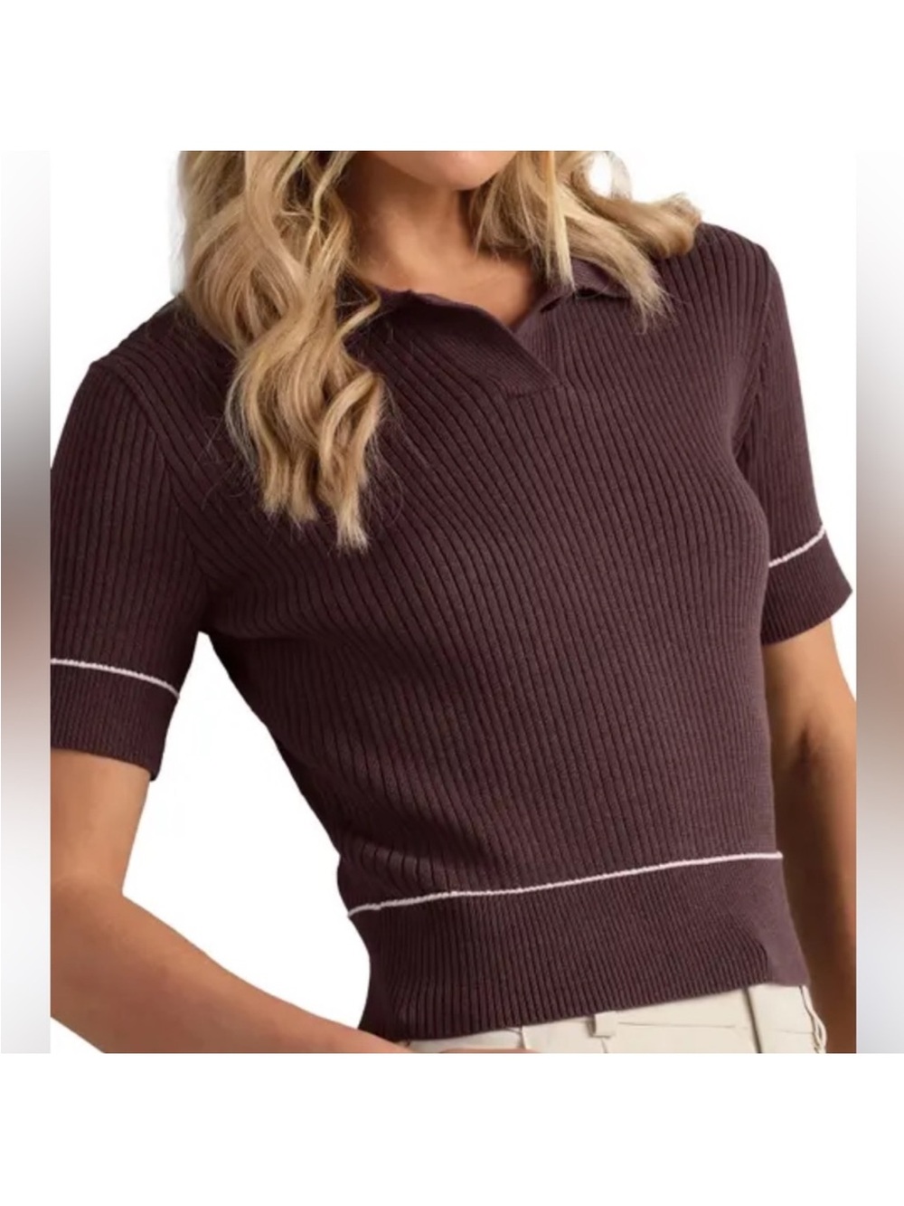 RHONE Birdie Rib Polo Short Sleeve Sweater Size Large